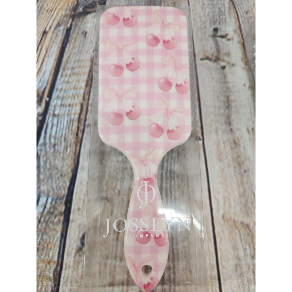 Josslyn Wet Brush Hair Brush NEW Pink Cherries Bows Detangle Brush Pink Plaid